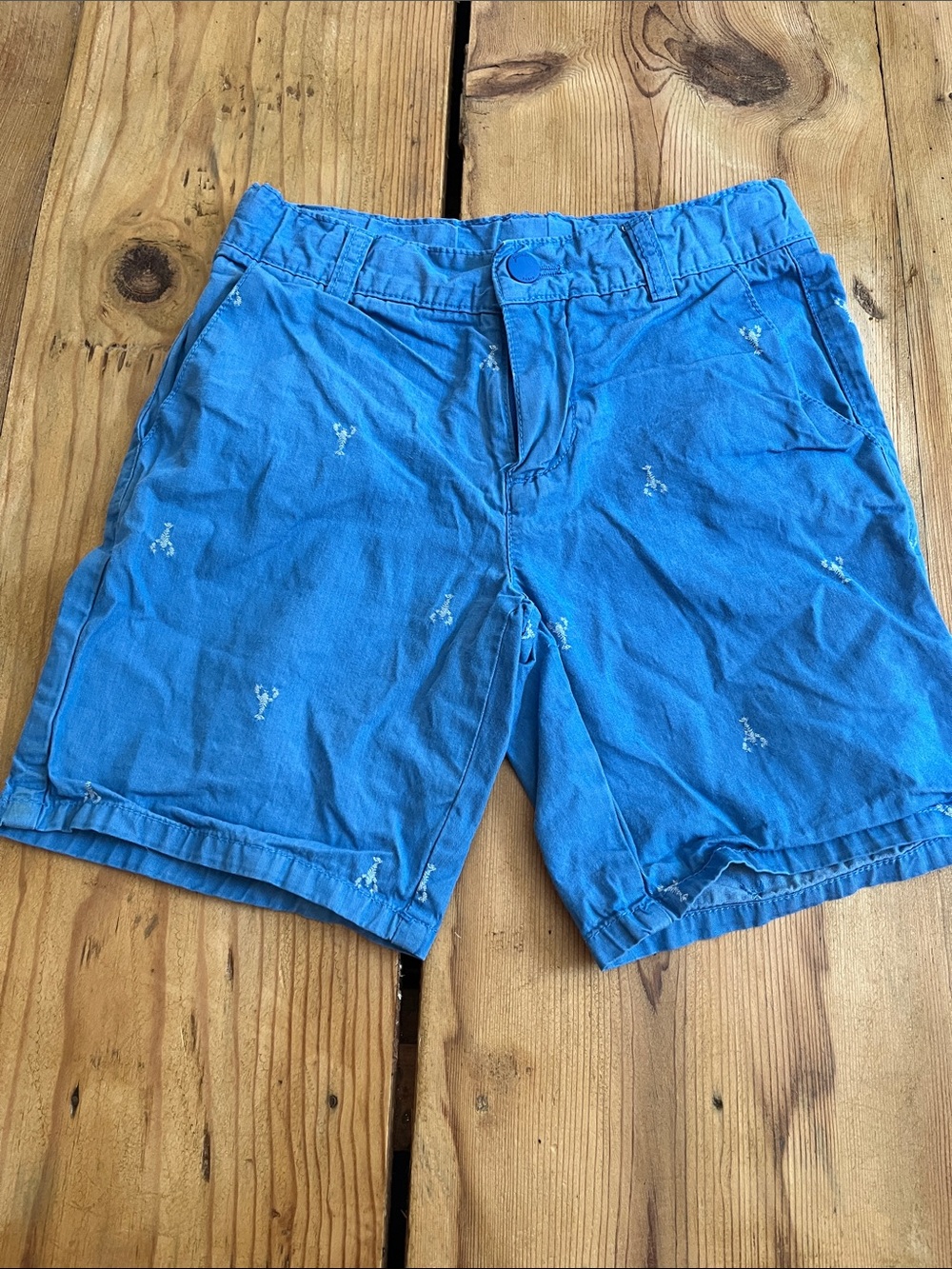 JACADI Paris 5T Blue Lobster Print Chino Shorts Adjustable Waistband